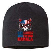 Cat Ladies For Kamala Funny Cat 2024 President Kamala Harris Premium Sustainable Beanie