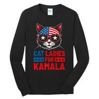 Cat Ladies For Kamala Funny Cat 2024 President Kamala Harris Premium Tall Long Sleeve T-Shirt