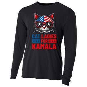 Cat Ladies For Kamala Funny Cat 2024 President Kamala Harris Premium Cooling Performance Long Sleeve Crew