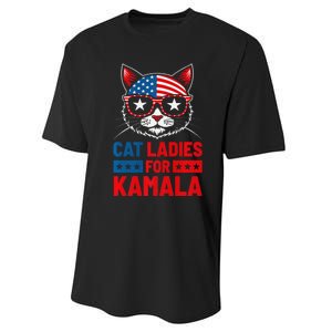 Cat Ladies For Kamala Funny Cat 2024 President Kamala Harris Premium Performance Sprint T-Shirt