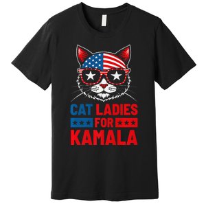 Cat Ladies For Kamala Funny Cat 2024 President Kamala Harris Premium Premium T-Shirt