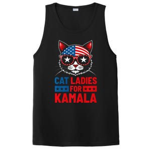 Cat Ladies For Kamala Funny Cat 2024 President Kamala Harris Premium PosiCharge Competitor Tank