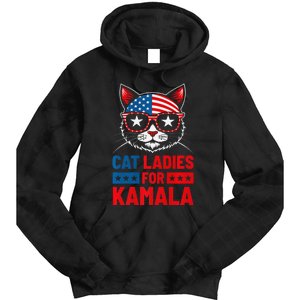 Cat Ladies For Kamala Funny Cat 2024 President Kamala Harris Premium Tie Dye Hoodie