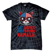 Cat Ladies For Kamala Funny Cat 2024 President Kamala Harris Premium Tie-Dye T-Shirt