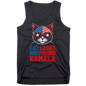 Cat Ladies For Kamala Funny Cat 2024 President Kamala Harris Premium Tank Top