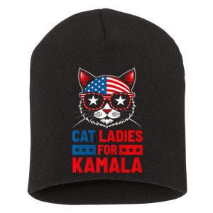 Cat Ladies For Kamala Funny Cat 2024 President Kamala Harris Premium Short Acrylic Beanie