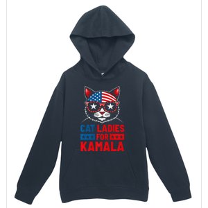 Cat Ladies For Kamala Funny Cat 2024 President Kamala Harris Premium Urban Pullover Hoodie