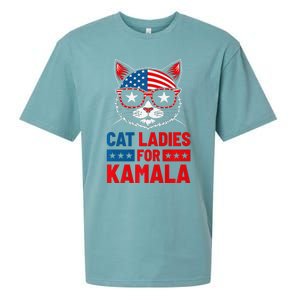 Cat Ladies For Kamala Funny Cat 2024 President Kamala Harris Premium Sueded Cloud Jersey T-Shirt