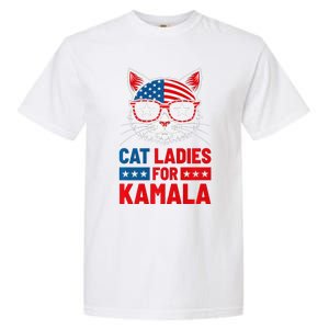 Cat Ladies For Kamala Funny Cat 2024 President Kamala Harris Premium Garment-Dyed Heavyweight T-Shirt