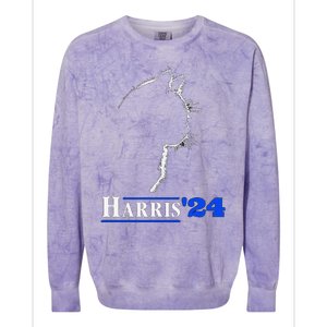 Cat Ladies For Kamala Funny Cat 2024 President Kamala Harris Colorblast Crewneck Sweatshirt