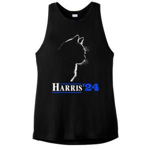 Cat Ladies For Kamala Funny Cat 2024 President Kamala Harris Ladies PosiCharge Tri-Blend Wicking Tank