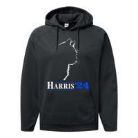 Cat Ladies For Kamala Funny Cat 2024 President Kamala Harris Performance Fleece Hoodie