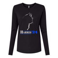 Cat Ladies For Kamala Funny Cat 2024 President Kamala Harris Womens Cotton Relaxed Long Sleeve T-Shirt