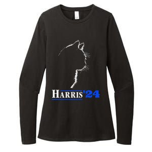 Cat Ladies For Kamala Funny Cat 2024 President Kamala Harris Womens CVC Long Sleeve Shirt