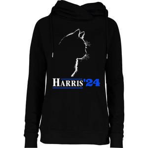 Cat Ladies For Kamala Funny Cat 2024 President Kamala Harris Womens Funnel Neck Pullover Hood