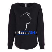 Cat Ladies For Kamala Funny Cat 2024 President Kamala Harris Womens California Wash Sweatshirt