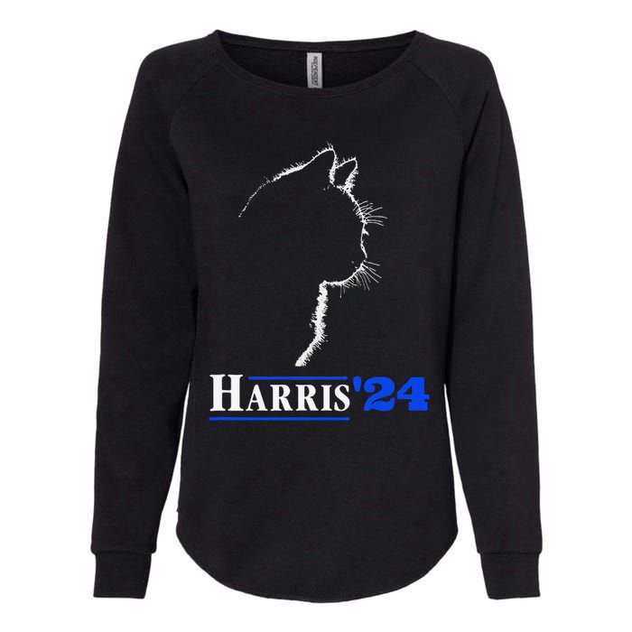 Cat Ladies For Kamala Funny Cat 2024 President Kamala Harris Womens California Wash Sweatshirt