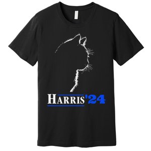 Cat Ladies For Kamala Funny Cat 2024 President Kamala Harris Premium T-Shirt