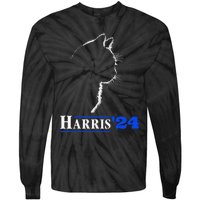 Cat Ladies For Kamala Funny Cat 2024 President Kamala Harris Tie-Dye Long Sleeve Shirt