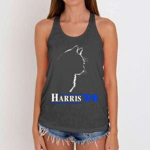 Cat Ladies For Kamala Funny Cat 2024 President Kamala Harris Women's Knotted Racerback Tank