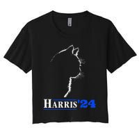 Cat Ladies For Kamala Funny Cat 2024 President Kamala Harris Women's Crop Top Tee