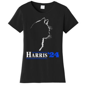 Cat Ladies For Kamala Funny Cat 2024 President Kamala Harris Women's T-Shirt