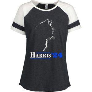 Cat Ladies For Kamala Funny Cat 2024 President Kamala Harris Enza Ladies Jersey Colorblock Tee