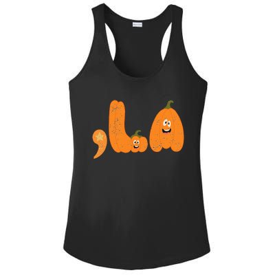 Comma La Funny Kamala Pumpkins Halloween Ladies PosiCharge Competitor Racerback Tank