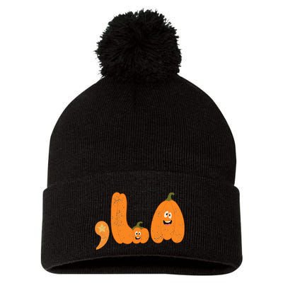 Comma La Funny Kamala Pumpkins Halloween Pom Pom 12in Knit Beanie