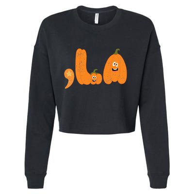 Comma La Funny Kamala Pumpkins Halloween Cropped Pullover Crew