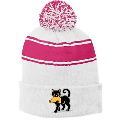 Cat Ladies For Kamala Harris Donald Trump 2024 Sarcastic Stripe Pom Pom Beanie