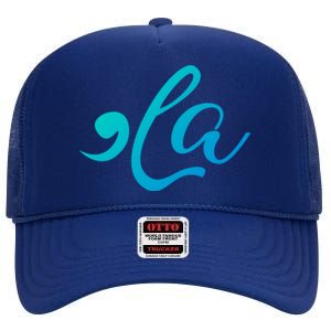 Comma La Funny Kamala Harris For President 2024 Gift High Crown Mesh Back Trucker Hat