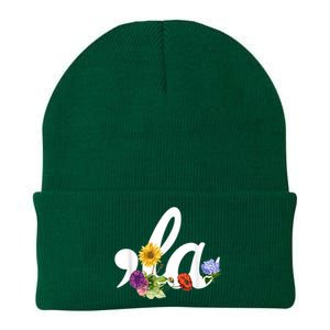 Comma La Floral Kamala Harris President 2024 Coma La Flowers Knit Cap Winter Beanie