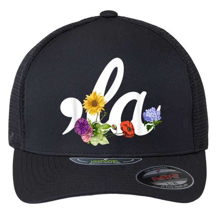 Comma La Floral Kamala Harris President 2024 Coma La Flowers Flexfit Unipanel Trucker Cap