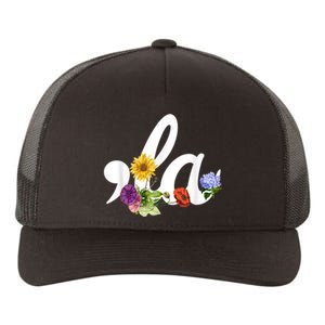 Comma La Floral Kamala Harris President 2024 Coma La Flowers Yupoong Adult 5-Panel Trucker Hat