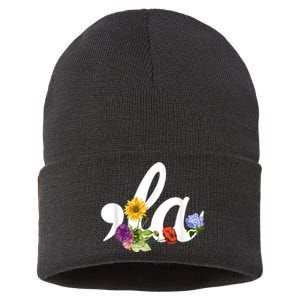 Comma La Floral Kamala Harris President 2024 Coma La Flowers Sustainable Knit Beanie