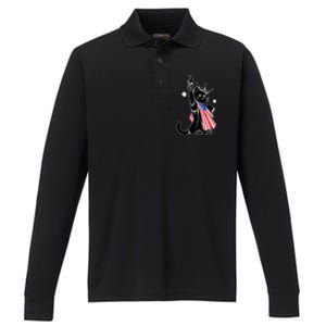 Cat Ladies For Kamala Harris Donald Trump Performance Long Sleeve Polo