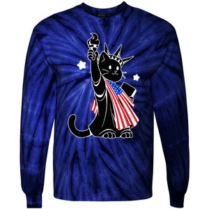 Cat Ladies For Kamala Harris Donald Trump Tie-Dye Long Sleeve Shirt