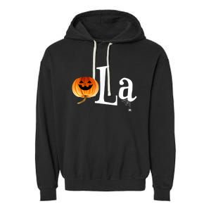 Comma La Funny Kamala Harris Halloween Pumpkin Garment-Dyed Fleece Hoodie