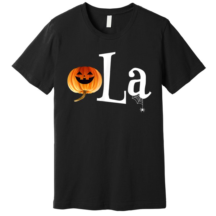 Comma La Funny Kamala Harris Halloween Pumpkin Premium T-Shirt