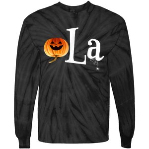 Comma La Funny Kamala Harris Halloween Pumpkin Tie-Dye Long Sleeve Shirt