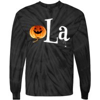 Comma La Funny Kamala Harris Halloween Pumpkin Tie-Dye Long Sleeve Shirt