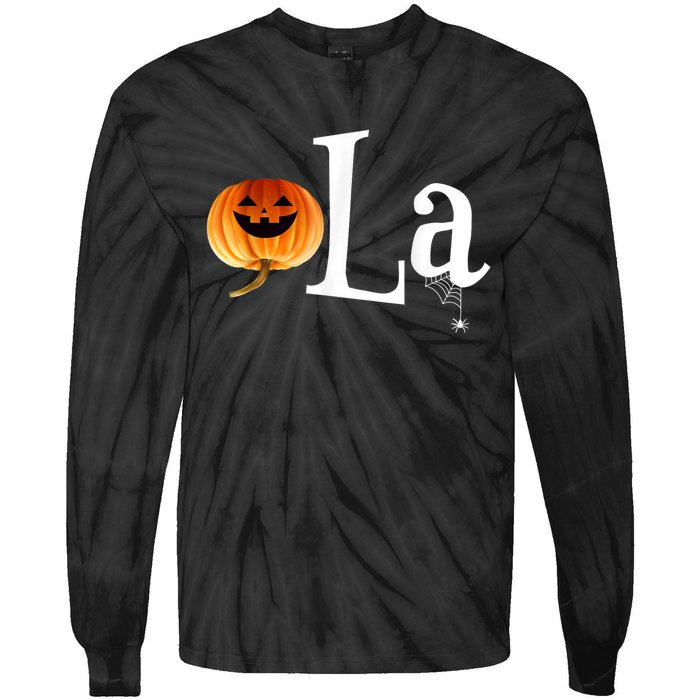 Comma La Funny Kamala Harris Halloween Pumpkin Tie-Dye Long Sleeve Shirt