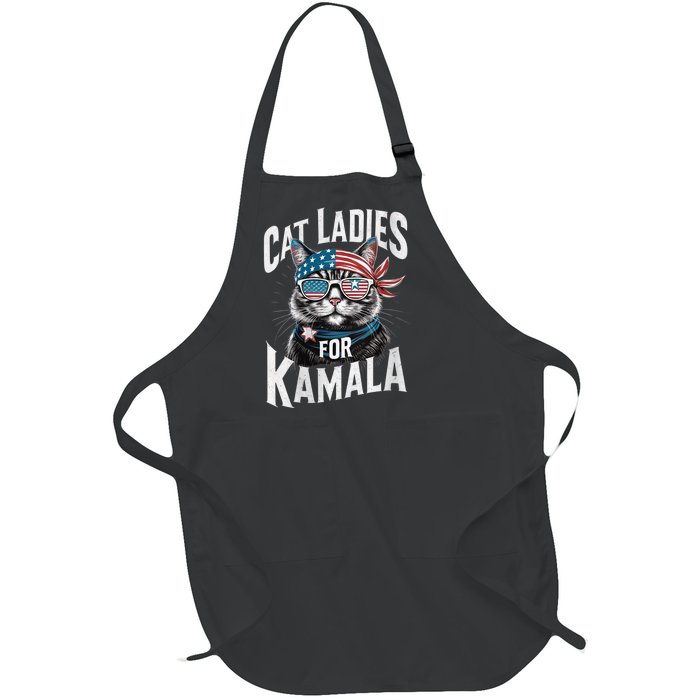 Cat Ladies For Kamala 2024 President Kamala Harris Full-Length Apron With Pockets