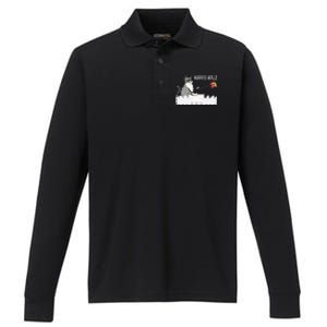 Cat Ladies For Kamala Harris Performance Long Sleeve Polo