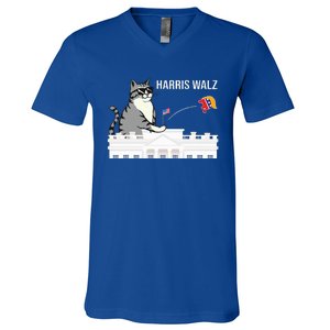 Cat Ladies For Kamala Harris V-Neck T-Shirt