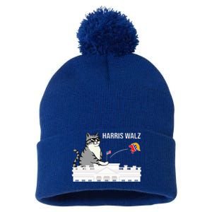 Cat Ladies For Kamala Harris Pom Pom 12in Knit Beanie