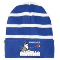 Cat Ladies For Kamala Harris Striped Beanie with Solid Band