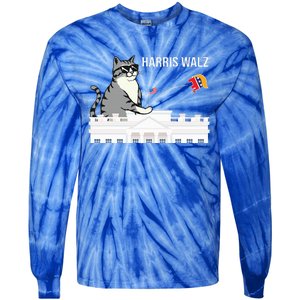 Cat Ladies For Kamala Harris Tie-Dye Long Sleeve Shirt