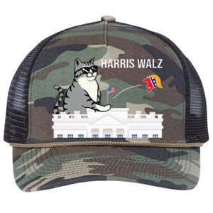 Cat Ladies For Kamala Harris Retro Rope Trucker Hat Cap